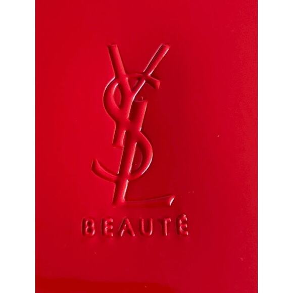 Yves Saint Laurent Makeup Pouch YSL Beaute Shiny RED Clutch Cosmetic NEW - Picture 3 of 7